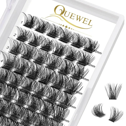 Vista 20 de QUEWEL Kit de extensión de pestañas DIY, racimos de pestañas 3D con 280 piezas, racimos de pestañas mixtas de 10-16 mm (30+40+50D), pinzas