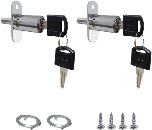 Vista 2 de Cierre de émbolo de empuje de 0.748 in x 0.906 in, aleación de zinc cromada, con llave igual, paquete de 2