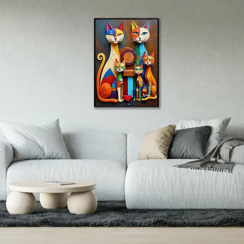 Vista 7 de Rompecabezas de gato abstracto – 1000 piezas de rompecabezas abstractos de gatitos para adultos, rompecabezas de papel de gato artístico