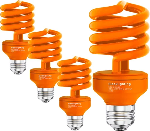 SleekLighting 23 vatios T2 NARANJA luz espiral CFL foco, 120V, base mediana E26, bajo consumo (Paquete de 2 unidades)