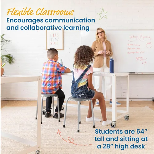 Vista 5 de ECR4Kids Daisy Taburete apilable con juego de asientos deslizantes, asientos flexibles, surtido, 8 piezas