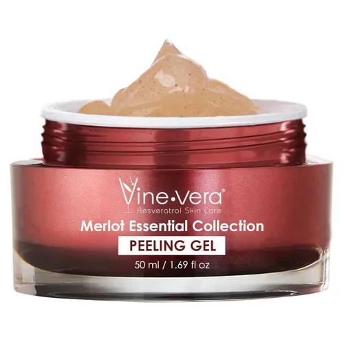 Vine Vera Merlot Gel peeling facial – Exfoliante facial y corporal – Gel exfoliante para piel seca, sensible y madura – Peel facial con resveratrol