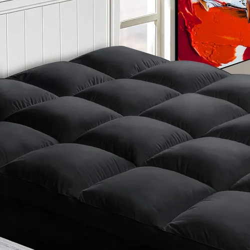 Vista 13 de Cubrecolchón Queen para dolor de espalda, funda de colchón extra gruesa, parte superior de almohada de felpa, bolsillo elástico profundo, gris