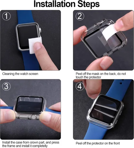 Vista 9 de Charlam-Funda de policarbonato duro compatible cApple Watch de 44 mm, series 6, 5, 4, protector de pantalla, ultradelgada, cobertura completa
