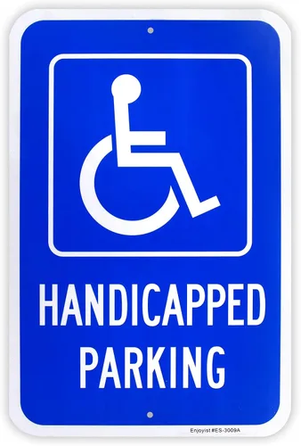 Letrero grande de estacionamiento para discapacitados, 18 x 12 pulgadas, aluminio libre de óxido 040, reflectante, con protección UV y resistente a