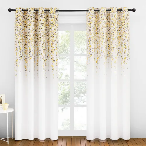 Vista 14 de KGORGE Cortinas opacas para sala de estar, aislamiento térmico, cortinas insonorizadas y cortinas estilo rústico estilo bohemio para cocina