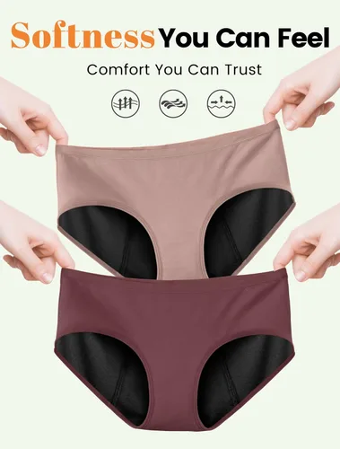 Vista 6 de Ropa interior de período para mujer, de flujo pesado, suave, absorbente, para período, ropa interior a prueba de fugas