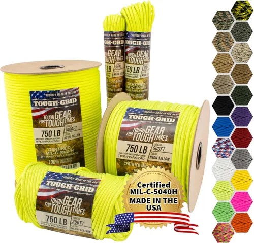 Vista 17 de TOUGH-GRID - Cuerda paracaídas de 340 kg, cuerda paracaídas 100% nailon Mil-Spec tipo IV utilizada por el ejército de Estados Unidos, ideal