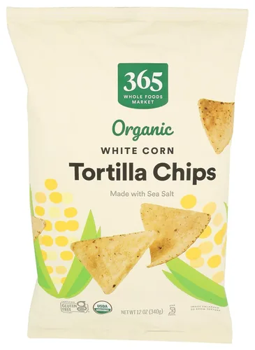 Vista 12 de 365 by Whole Foods Market, Chips de tortilla de maíz azul orgánico, 12 onzas