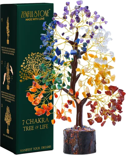 Árbol de la vida de 7 chakras para decoración del hogar, escritorio de oficina, bonsái de Feng Shui hecho a mano para energía positiva, riqueza y