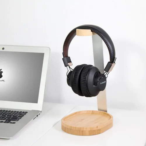 Vista 2 de Avantree TR902 - Soporte Universal de Auriculares de Madera y Aluminio con Soporte para Cables, Soporte de Mesa Robusto para Auriculares