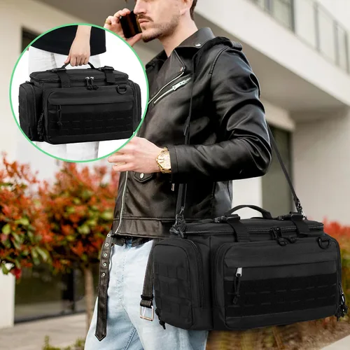 Vista 5 de Tactical Console Carrying Case Compatible with Xbox Series XS, Protective Travel Bag with Multiple Pockets for Controllers, Discs, Cables and Other