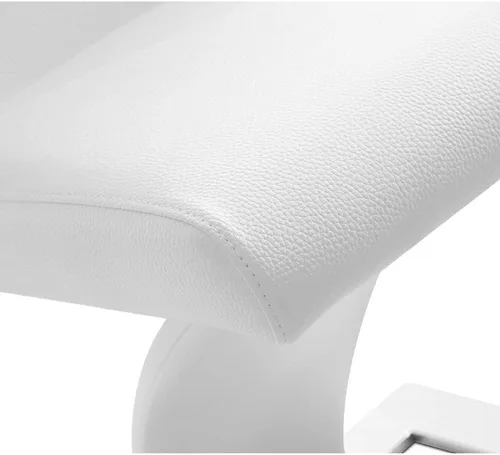 Vista 6 de ZURI Muebles Silla de comedor Mesa moderna en cuero sintético blanco y acero inoxidable