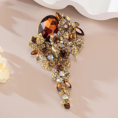 Vista 3 de SELOVO Broche grande de flores largas para mujer, broche de fiesta de boda