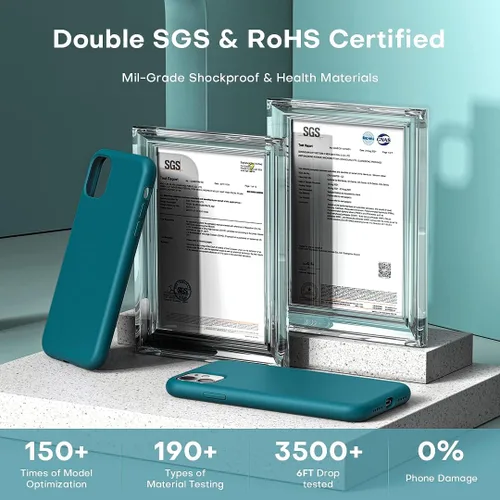 Vista 63 de TOCOL Funda 5 en 1 para iPhone 13, con 2 protectores de pantalla + 2 protectores de lente de cámara, funda de silicona líquida para iPhone 13, verde