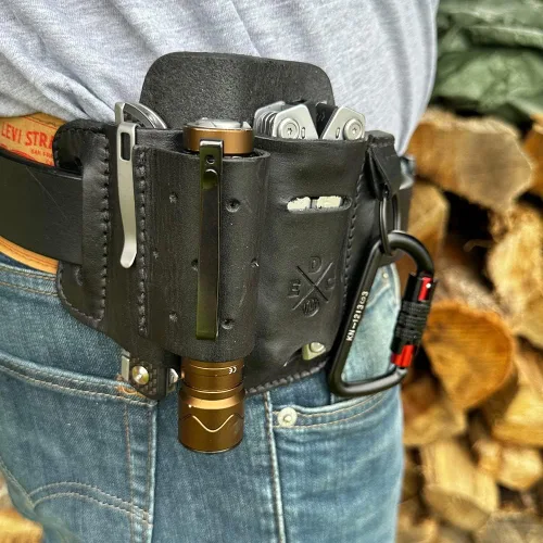 Vista 6 de Funda para Multiherramienta y Linterna, Organizador de Cuero EDC Bolsa de Cinturón que se Ajusta a Multiherramienta, Cuchillo, Linterna, Llaves