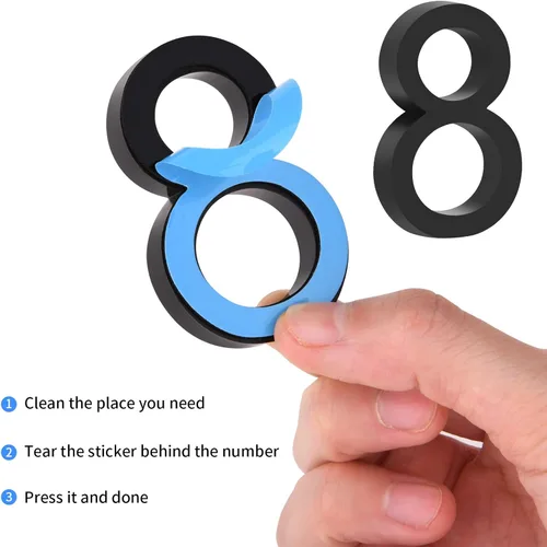 Vista 6 de Números de buzón autoadhesivos, calcomanías de número de dirección de puerta para oficina, efecto 3D elevado, cromado