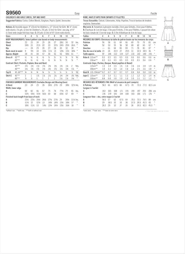 Vista 2 de Simplicity Kit de patrones de costura para vestidos infantiles, top y falda, código S9560, tallas 7-8-10-12-14, multicolor