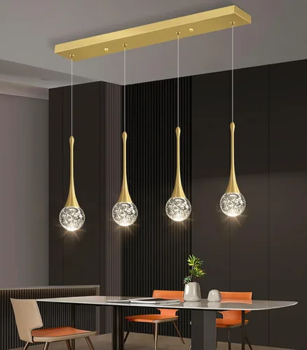 Vista 34 de Lámparas colgantes modernas para isla de cocina, LED, regulable, cristal glamuroso, iluminación colgante de techo para comedor, pasillo, dormitorio