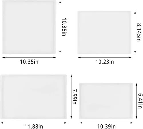 Vista 2 de Gartful 8 moldes de resina para bandeja, 4 moldes de resina de bandeja grande + 4 moldes de mango de bandeja de silicona, molde de bandeja de ágata
