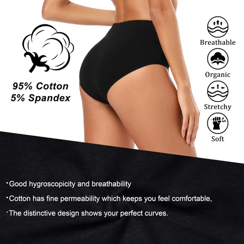 Vista 2 de Molasus - Ropa interior de algodón para mujer cintura alta cobertura total tallas regulares y grandes