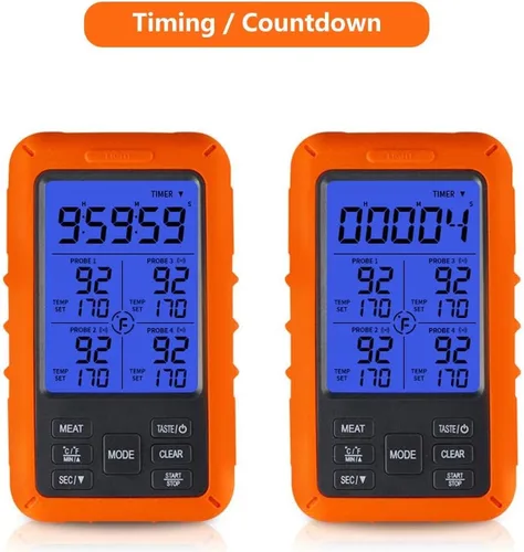 Vista 6 de Termómetro digital de carne TS-TP40 con pantalla LCD grande, cuatro sondas para horno de barbacoa de cocina