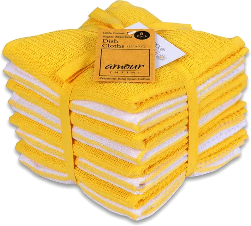 Vista 19 de AMOUR INFINI Juego de 8 paños de cocina para lavar platos, altamente absorbentes, súper suaves, trapos reutilizables de secado rápido para limpiar