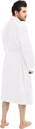 Vista 2 de NY Threads - Bata de baño lujosa en tejido polar con cuello de chal para hombre