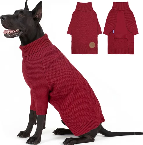 Vista 42 de cyeollo Suéter para perro pequeño, suéteres cálidos de cuello alto para perros pequeños, sudadera tejida para perrito con mangas, suéter de otoño e