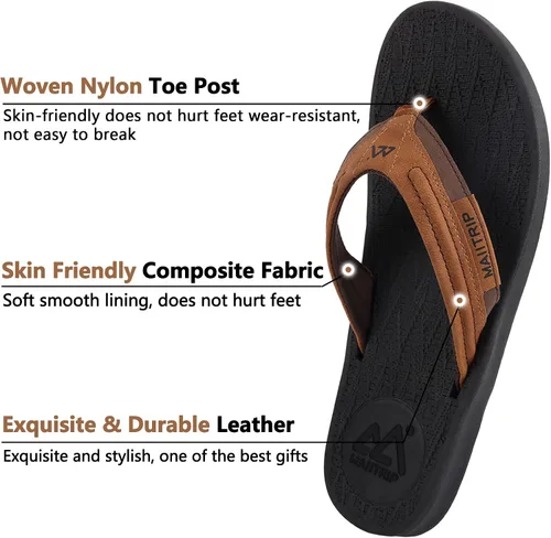 Vista 3 de MAIITRIP Sandalias de cuero para hombre, sandalias de playa de verano