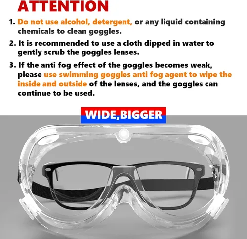 Vista 6 de Super More Anti-Fog Protective Safety Goggles Clear Lens Wide-Vision