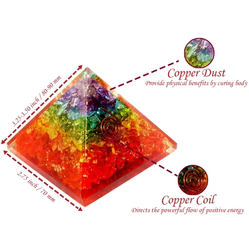 Vista 2 de Orgone Pyramid of Success, 7 Chakra Orgonite Pyramid is Healing Crystals for Meditation & Anti-Stress and Orgonite Pyramid help in Healing Meditation