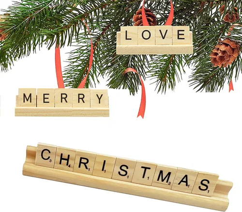 Vista 6 de Yuanhe Scrabble - Juego de 4 bandejas de madera para azulejos de cartas, para manualidades y soportes de juego