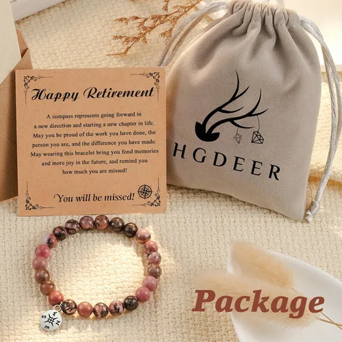 Vista 32 de HGDEER Pulsera de jubilación de piedra natural para mujeres/hombres 2024, regalos de despedida de despedida, regalo de San Valentín para compañeros