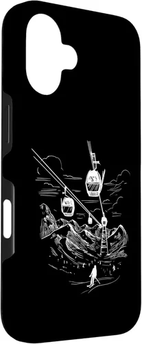 Vista 3 de iPhone 16 Ski Skiing Hobby Sport Snow Mountain Line Art Design Case