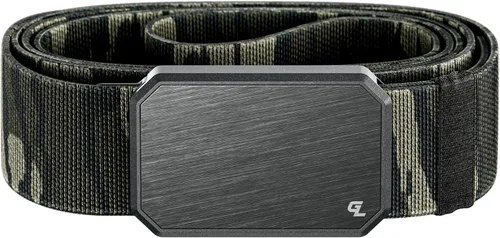 Vista 29 de Groove Life - Cinturón de nailon elástico para hombre con hebilla magnética de aluminio Gun Metal / Dark Earth