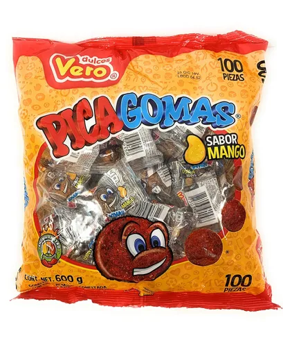 Vista 8 de Dulces Vero Vero Pica Sandía Chili Gomitas Mexicanas Sabor Sandía, 100 Piezas, 1 LB, 5.15 OZ