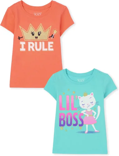 Vista 15 de The Children's Place Camisetas gráficas de manga corta para bebés y niños pequeños, diseño de mariposas, paquete de 3 Piscina Dino/Mariquita/Flores