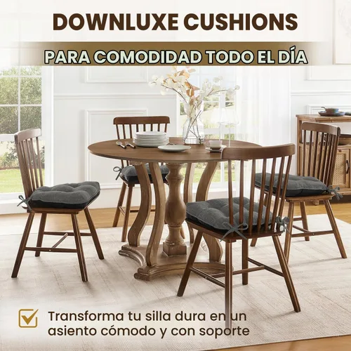 Vista 7 de downluxe Cojines para sillas de interior para sillas de comedor, almohadillas texturizadas para sillas de cocina con lazos y respaldo