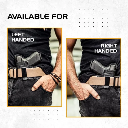 Vista 3 de IWB - Funda para pistola de Houston – Nobuck ECO de cuero oculto – Compatible con la mayoría de subcompactas 9/40/45 con láser