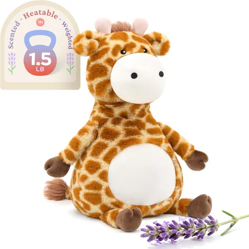 Vista 11 de IKASA Animal de peluche de vaca con peso para microondas, 1.5 libras, calentable y refrigerable con aroma a lavanda para mayor comodidad y calidez