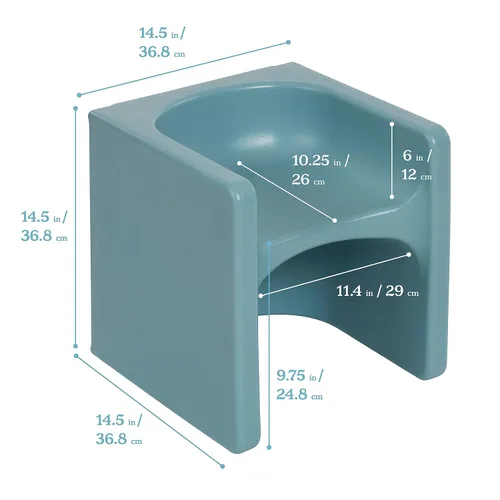 Vista 3 de ECR4Kids Tri-Me 3 en 1 silla cubo, muebles para niños, color azul polvo