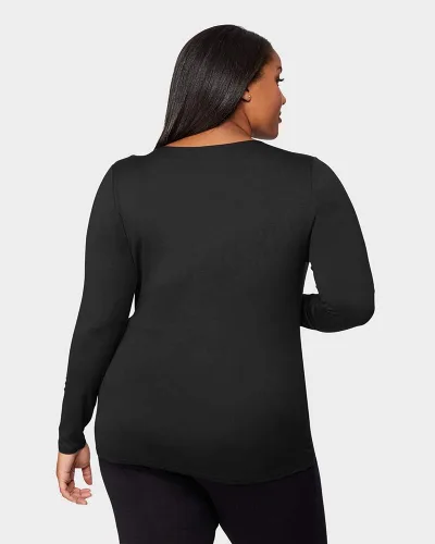 Vista 2 de 32 Degrees Heat - Camiseta de manga larga con cuello redondo para mujer, ultra suave, térmica, ligera