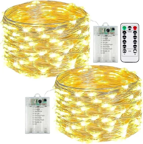 Vista 29 de Guirnalda de luces de Halloween, 3D de calabaza, murciélago, fantasma, hada, funciona con pilas, con control remoto, 30 luces LED parpadeantes