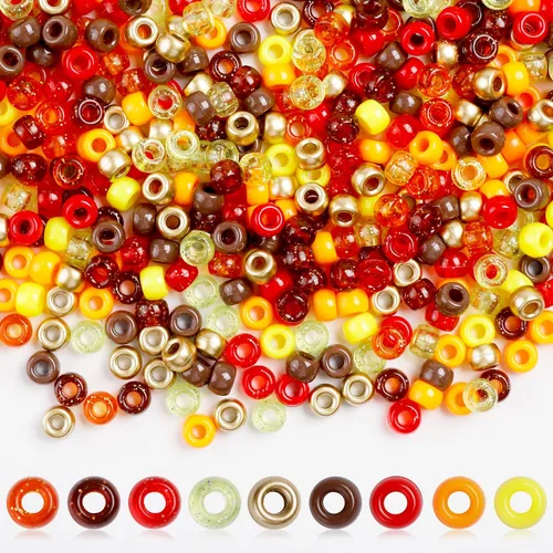 1000 piezas de cuentas de pony a granel, kit de 5 estilos de cuentas de pelo marrón para hacer trenzas y pulseras, decoración artesanal de otoño de KIGEAPUEL