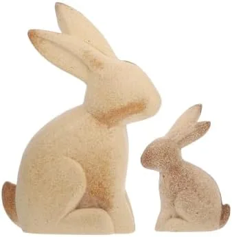 Wooden Animal Ornaments DIY Painting Set: 2Pcs Ivory Unfinished Bunny Rabbit Figurines for Spring Party Tabletop Decoration and Crafts