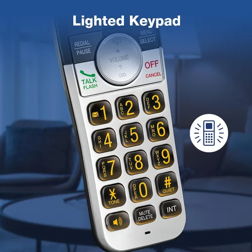 Vista 5 de VTech Teléfono inalámbrico con pantalla grande y botones grandes, DECT 6.0 con identificador de llamadas/llamada en espera, altavoz dúplex completo