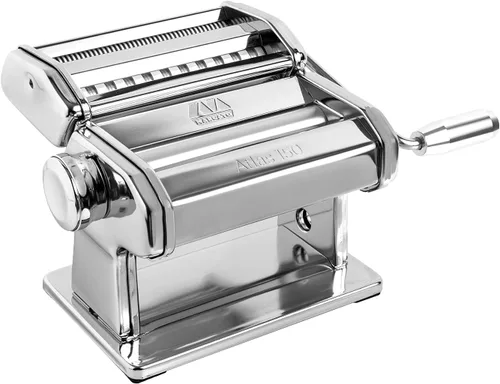 Marcato Hecha en Italia Atlas 150 Diseño Manual Máquina para Hacer Pasta, Acero Cromo. Hace Lasaña, Fettuccine y Tagliolini