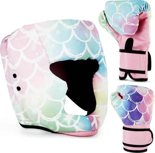Vista 13 de Set de protección para la cabeza y guantes de boxeo Arrowbash para niños, guantes de boxeo de 6 oz y protección para la cabeza de lucha