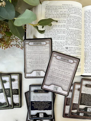 Vista 4 de Tarjetas con versículo bíblico (KJV) Diseño de tarjetas coleccionables en paquetes de aluminio – Fe, salvación y esperanza 30 tarjetas